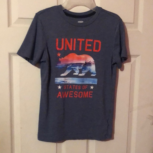 Old Navy United States of Awesome Blue T-Shirt Boys Large L 10/12 - Picture 1 of 14